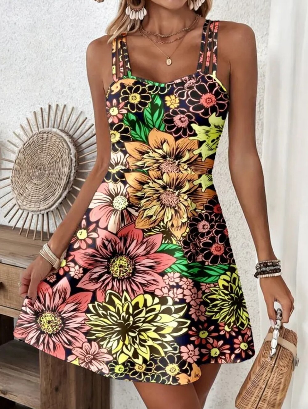 Floral Sundress - Black Multi